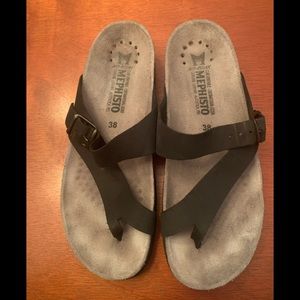 MEPHISTO HELEN BLACK NUBUCK SANDALS Size 8 (38)